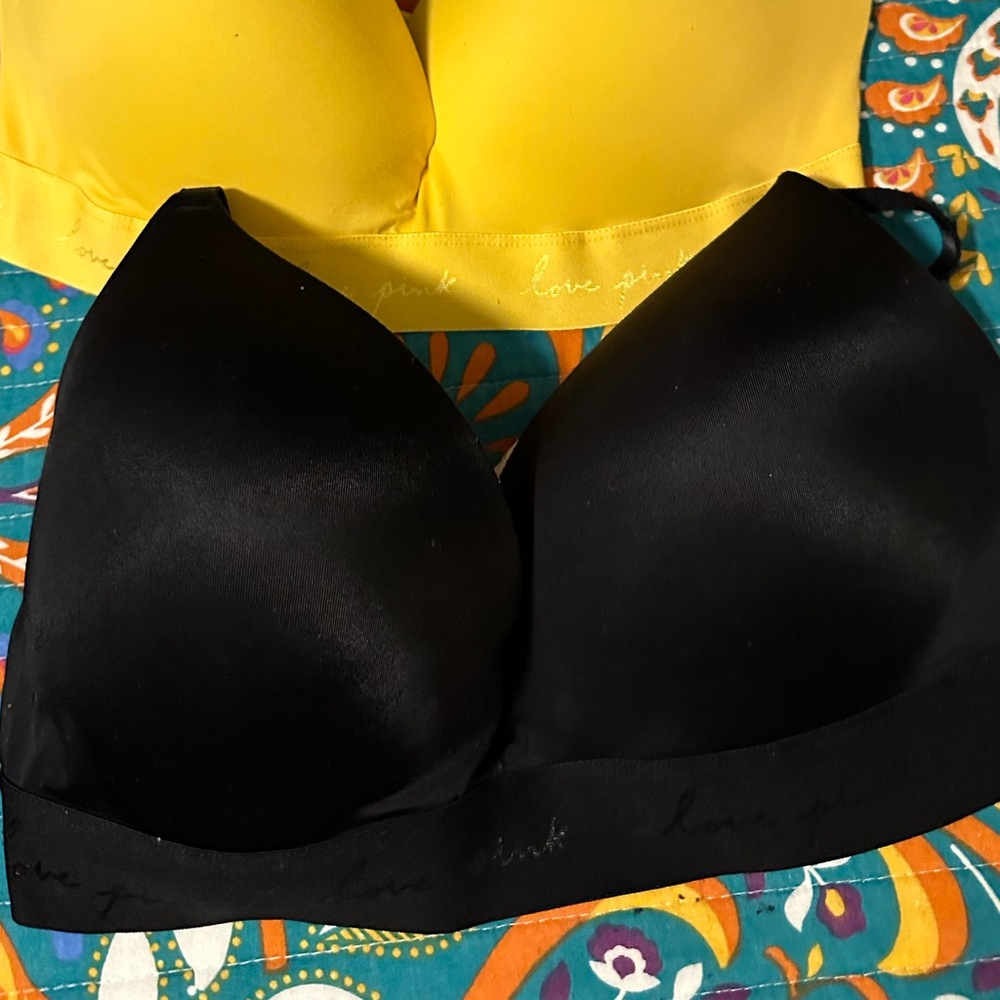 PINK Victoria's Secret Yellow and Black Bra Set